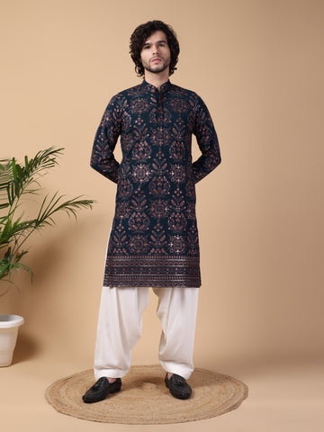 Navy Sequin Kurta Set