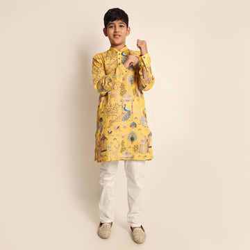 Yellow Motifs Kurta set