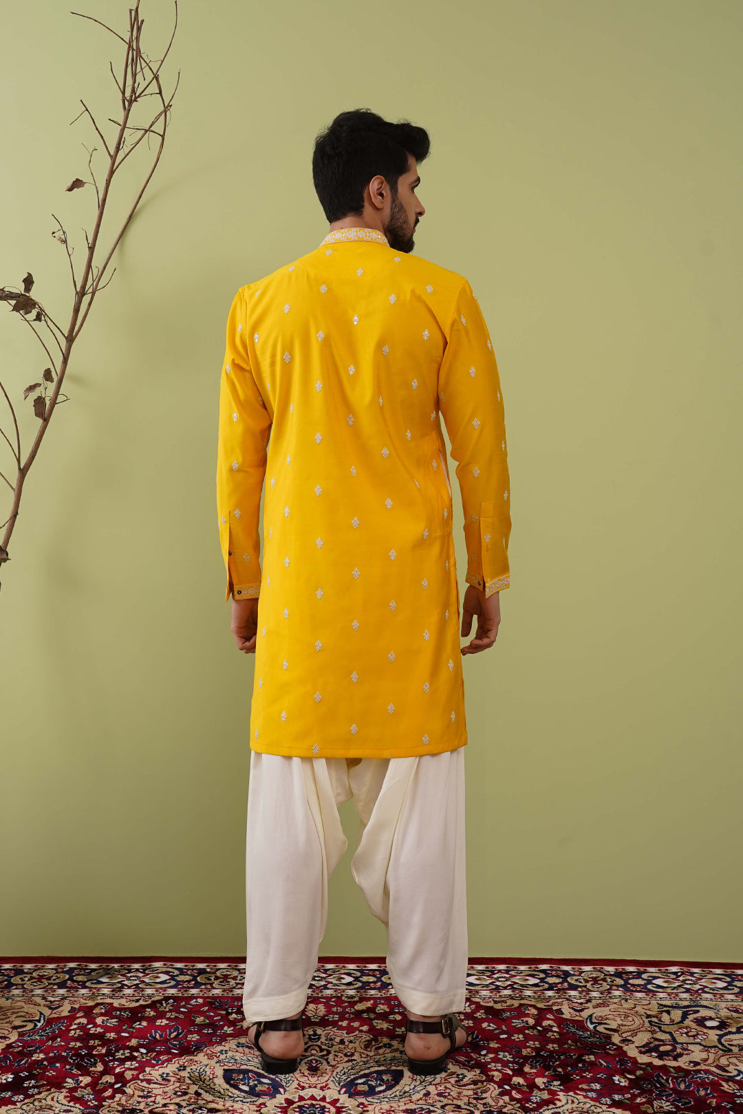 Neck work Haldi kurta set - The Absolute House Of Design 