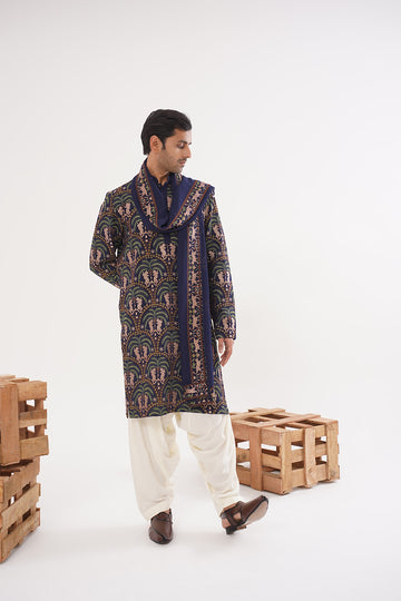 Royal Blue Kurta Set with Dupatta - The Absolute House Of Design 