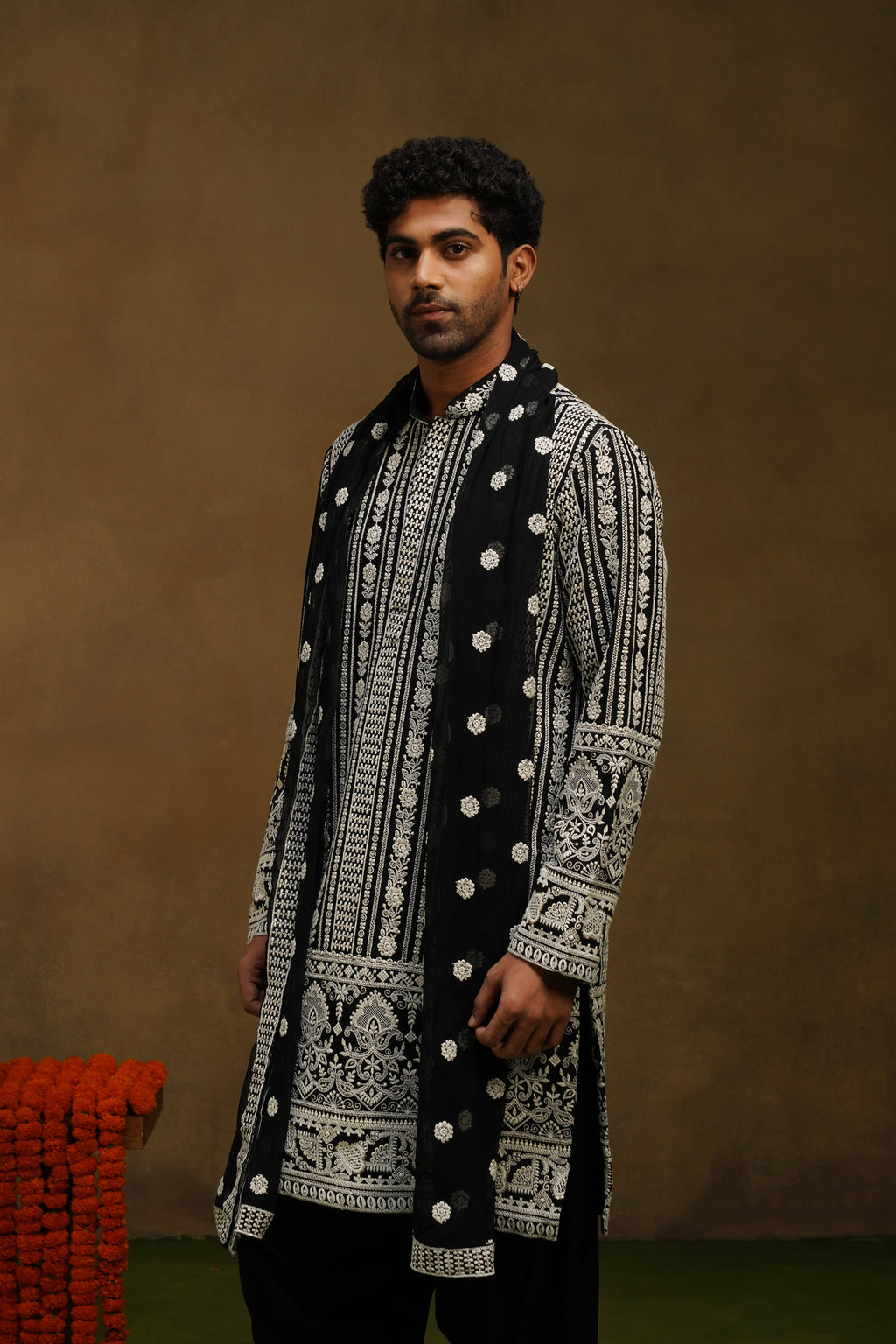 Noor Black Chikankari Dupatta Kurta Set