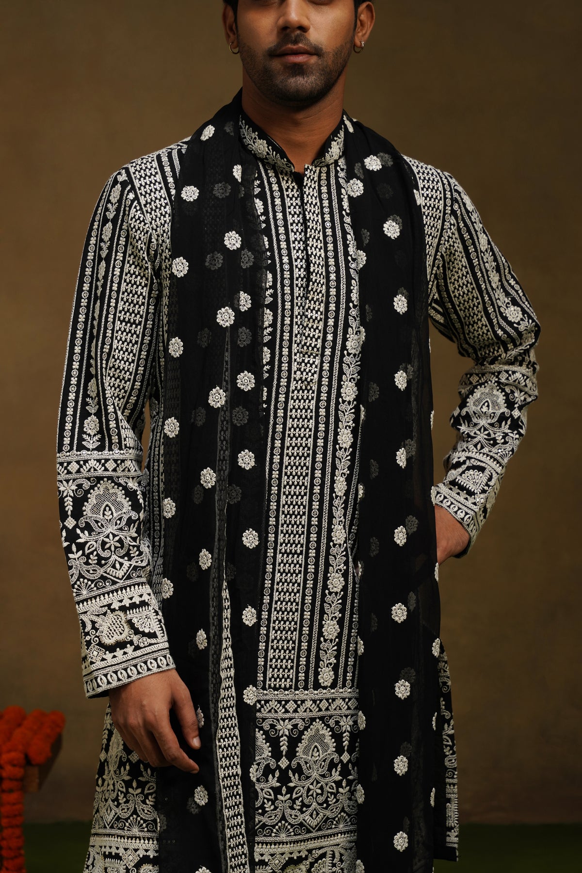 Noor Black Chikankari Dupatta Kurta Set