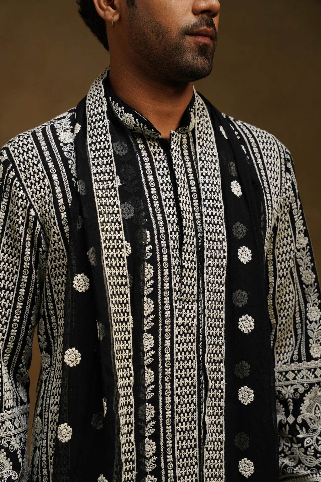 Noor Black Chikankari Dupatta Kurta Set