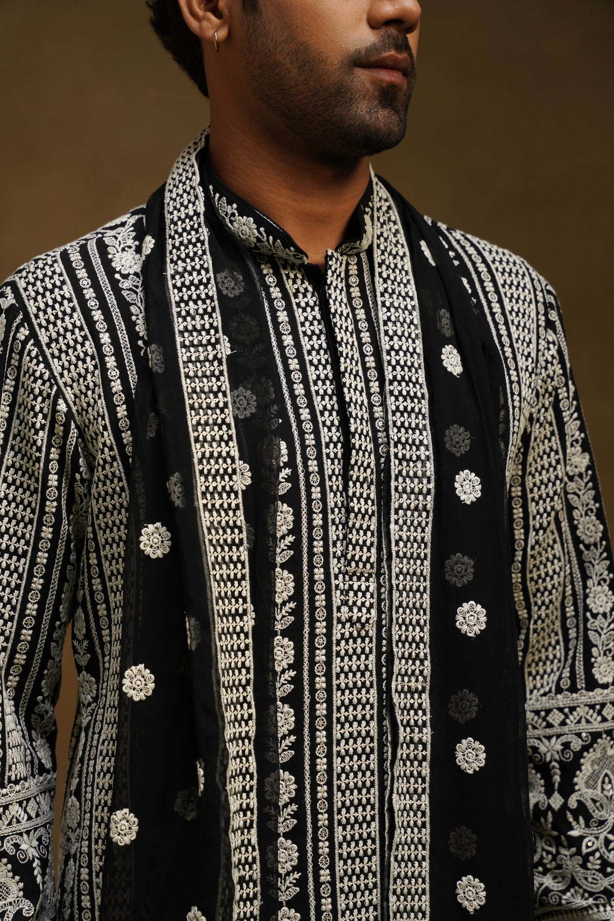 Noor Black Chikankari Dupatta Kurta Set