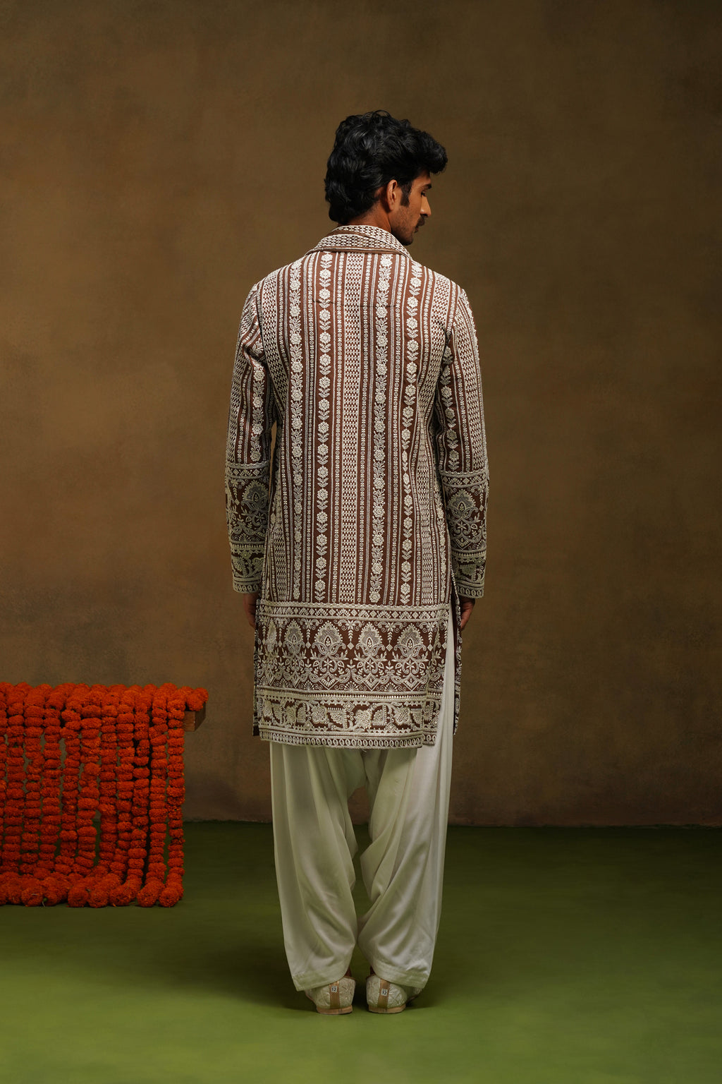 Mocha Brown Chikankari Dupatta Kurta Set