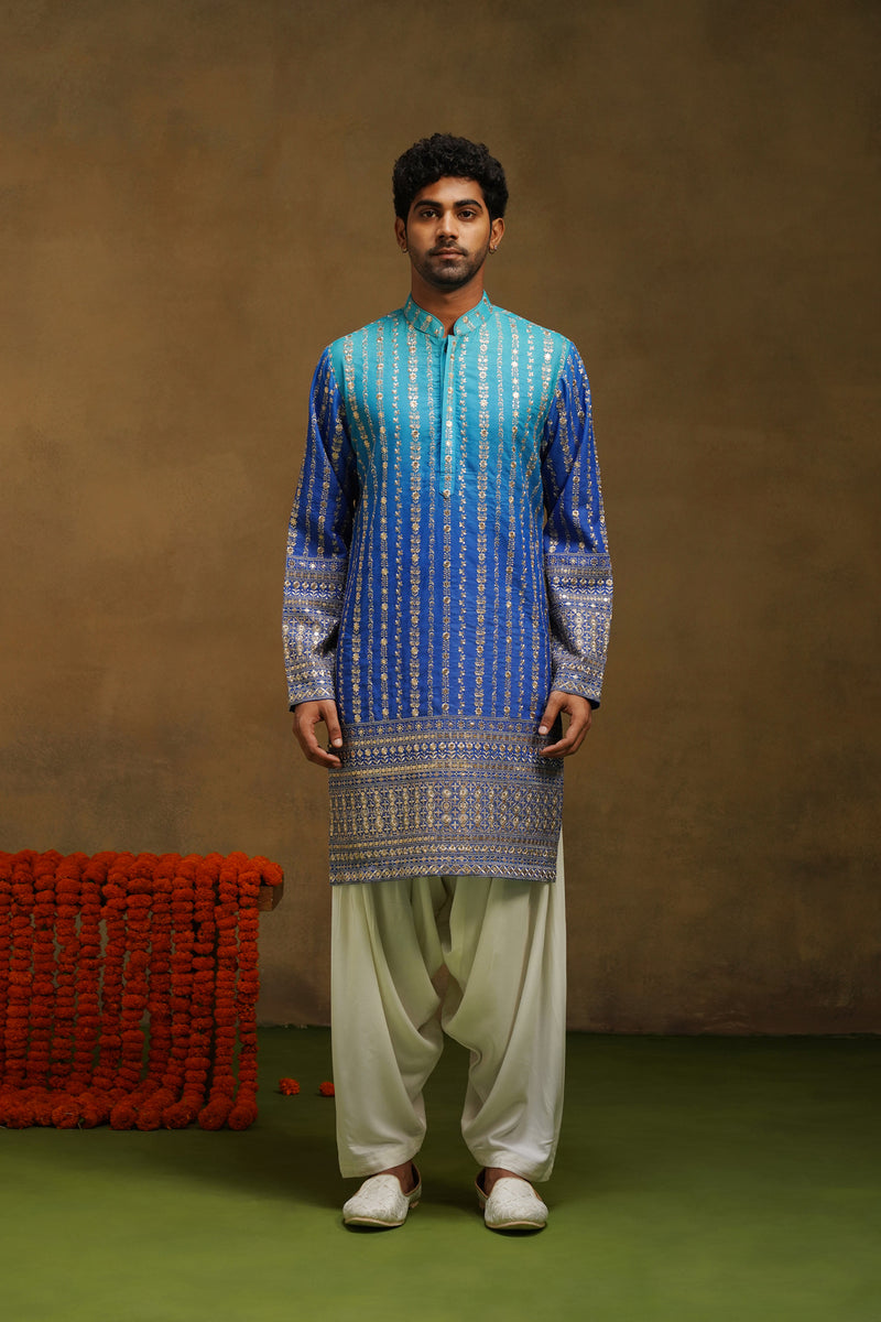 Neel Blue Ombre Kurta Set