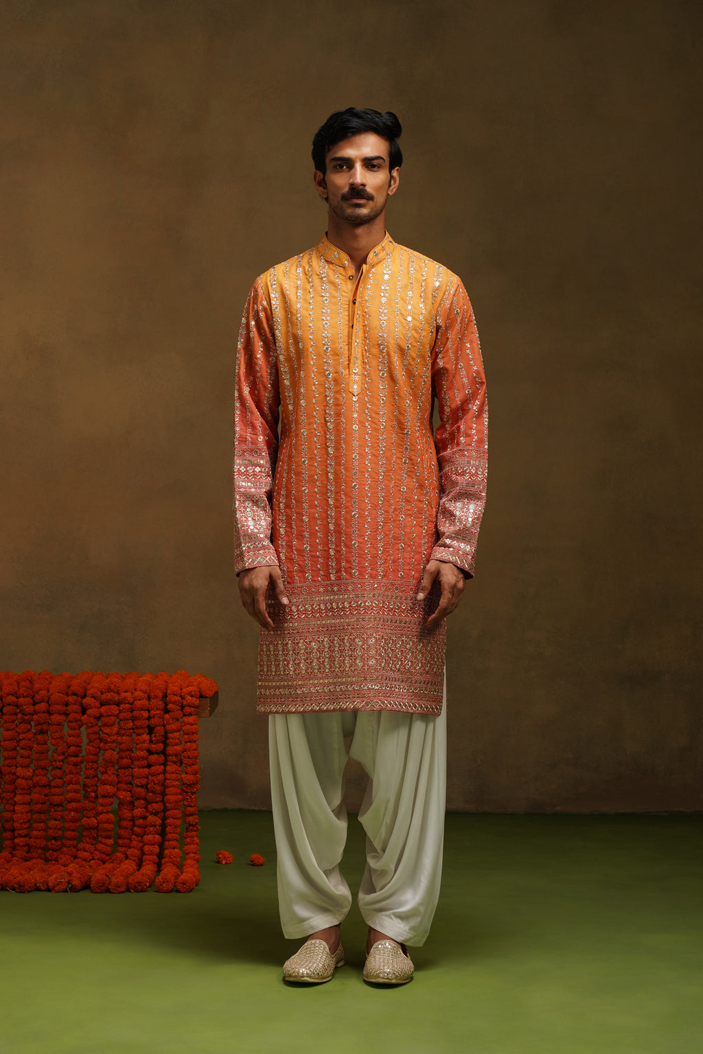 Warm Orange Ombre Kurta Set