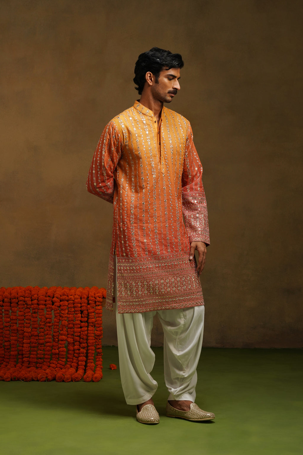 Warm Orange Ombre Kurta Set