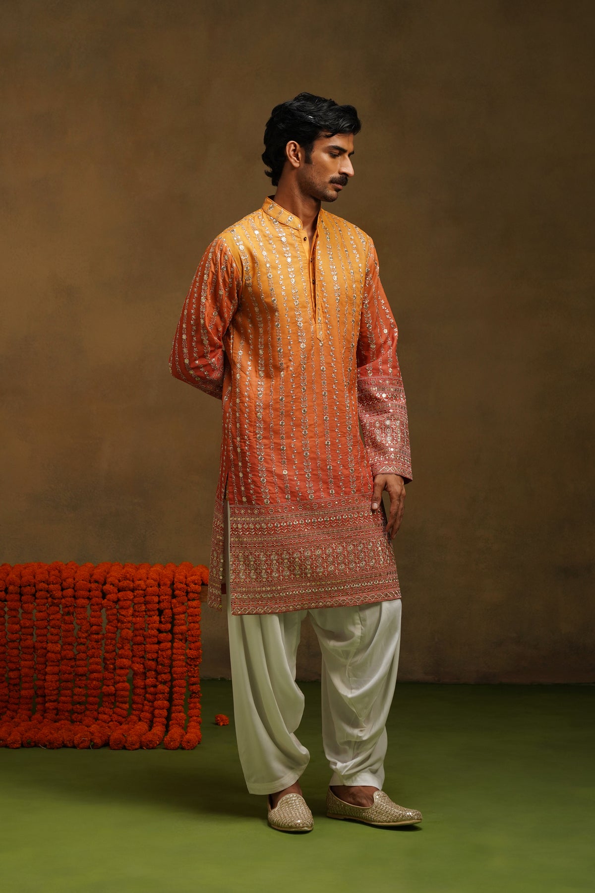 Warm Orange Ombre Kurta Set