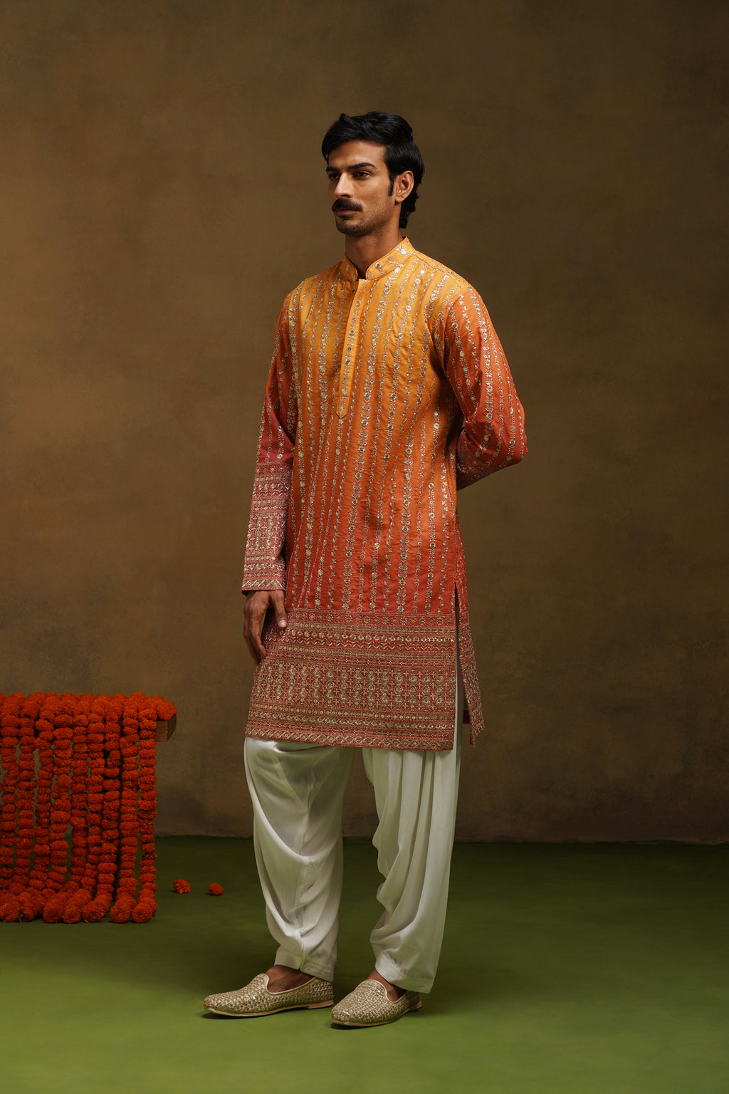 Warm Orange Ombre Kurta Set
