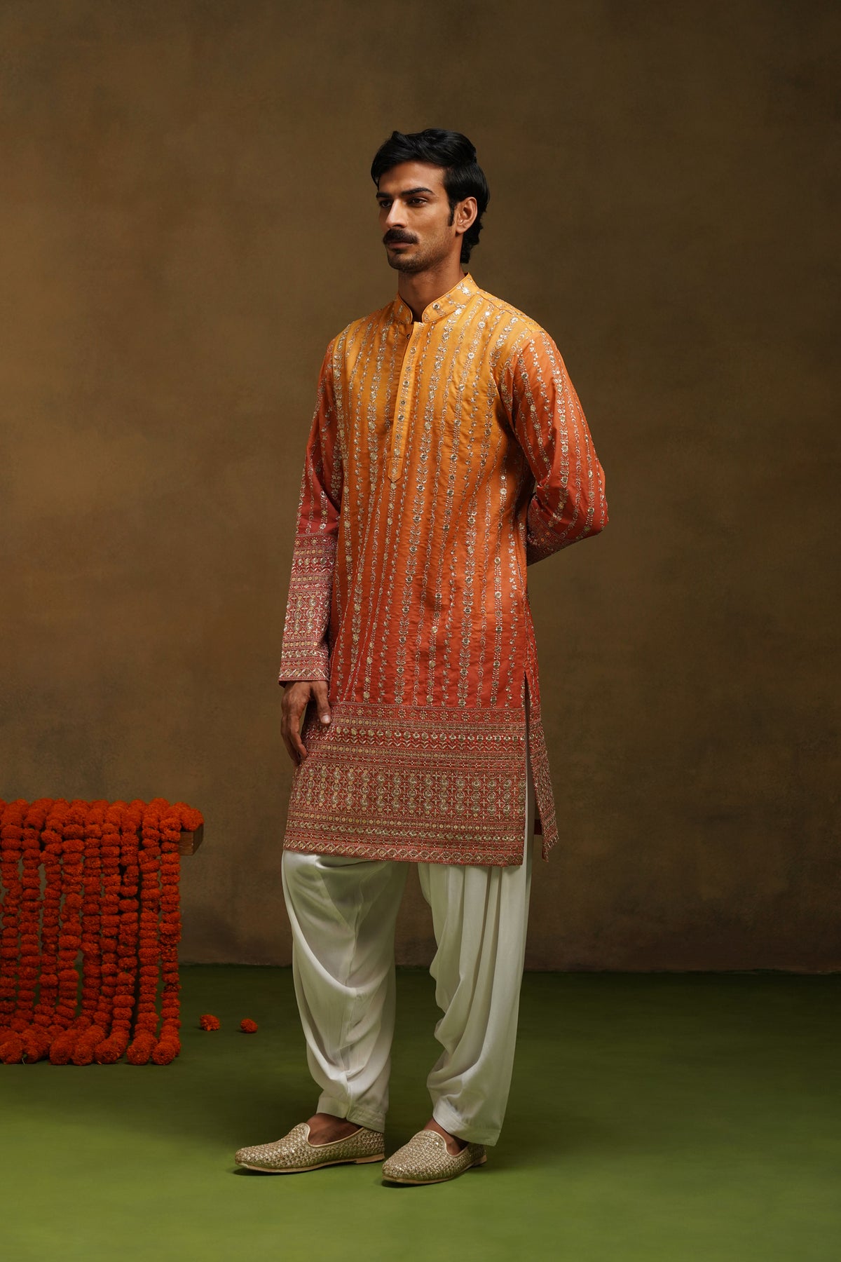 Warm Orange Ombre Kurta Set