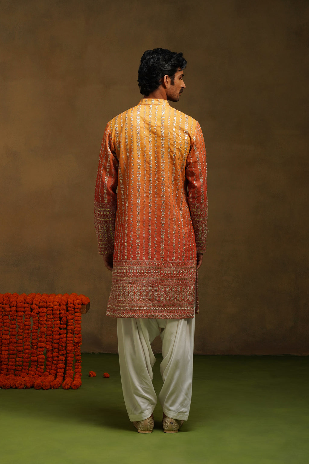 Warm Orange Ombre Kurta Set