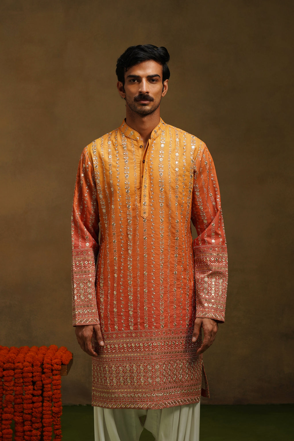 Warm Orange Ombre Kurta Set