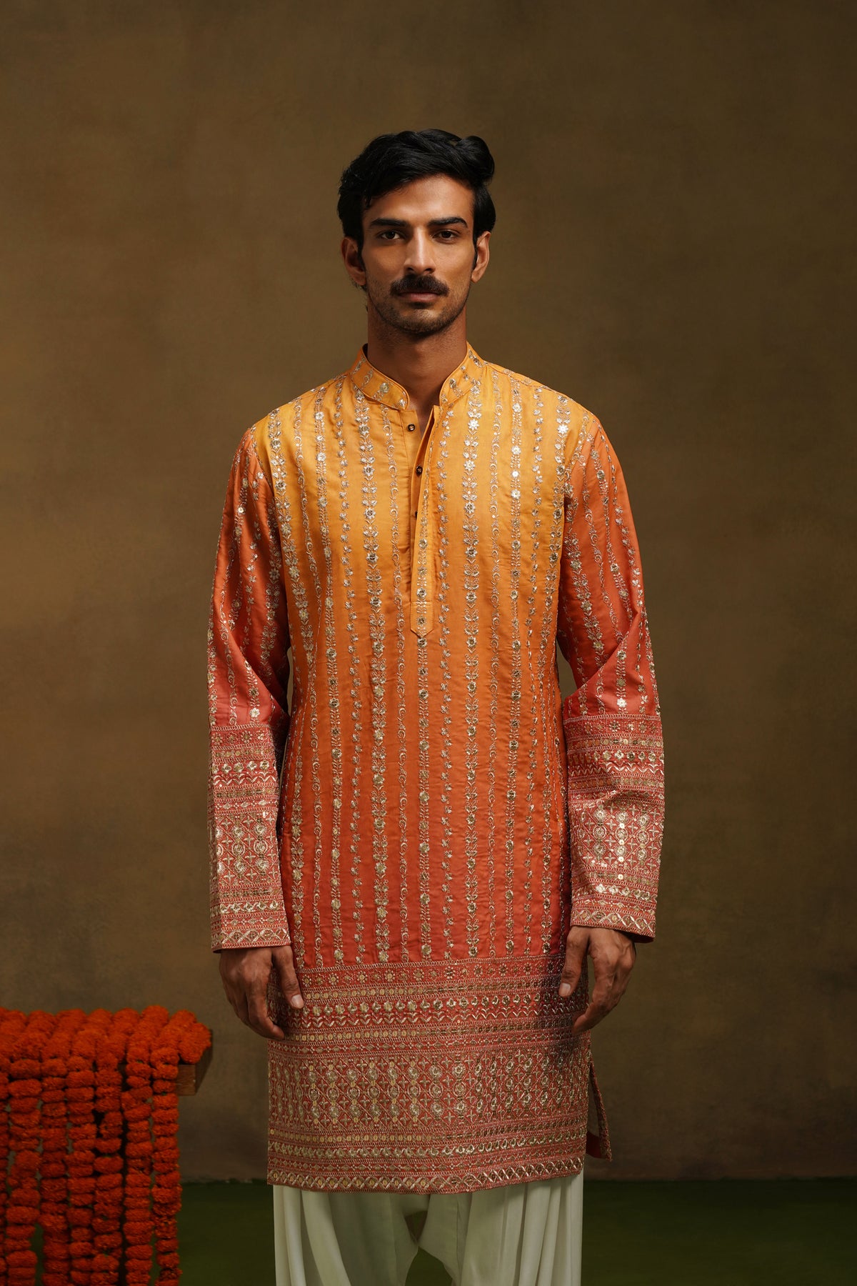 Warm Orange Ombre Kurta Set