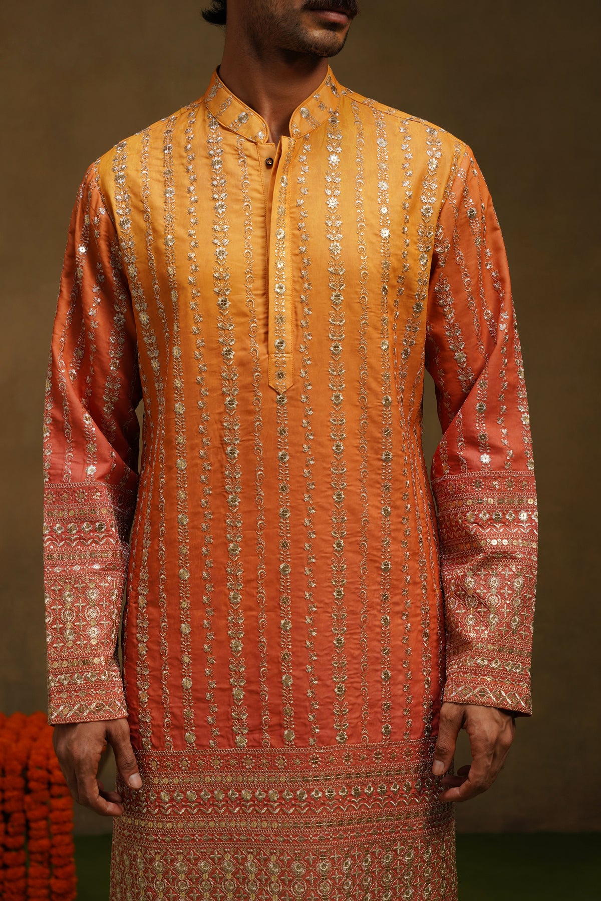 Warm Orange Ombre Kurta Set