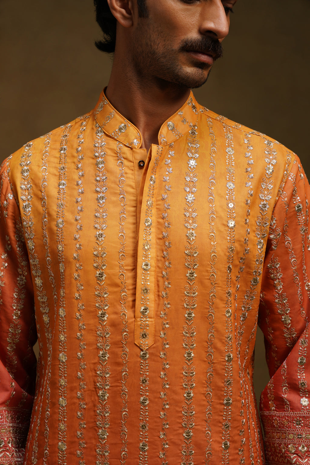 Warm Orange Ombre Kurta Set