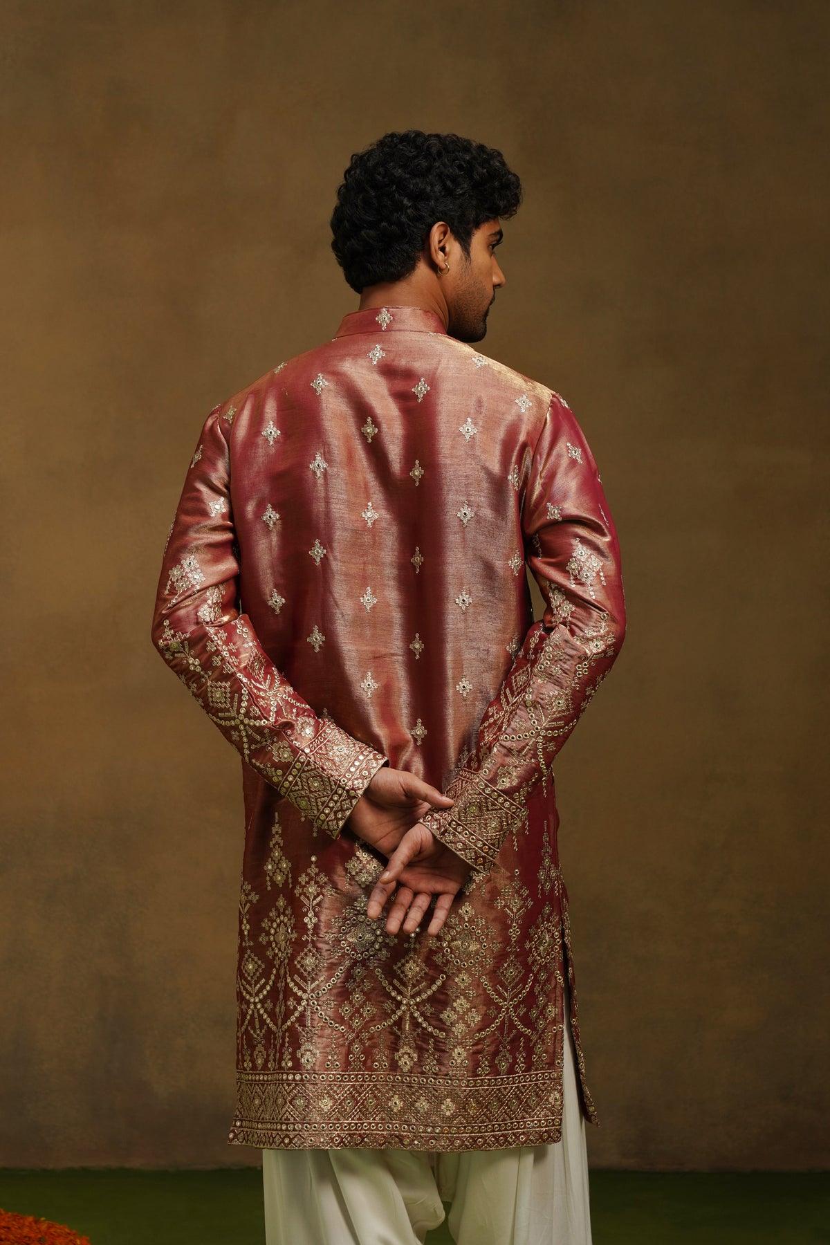 Rust Rose Silk Kurta Set