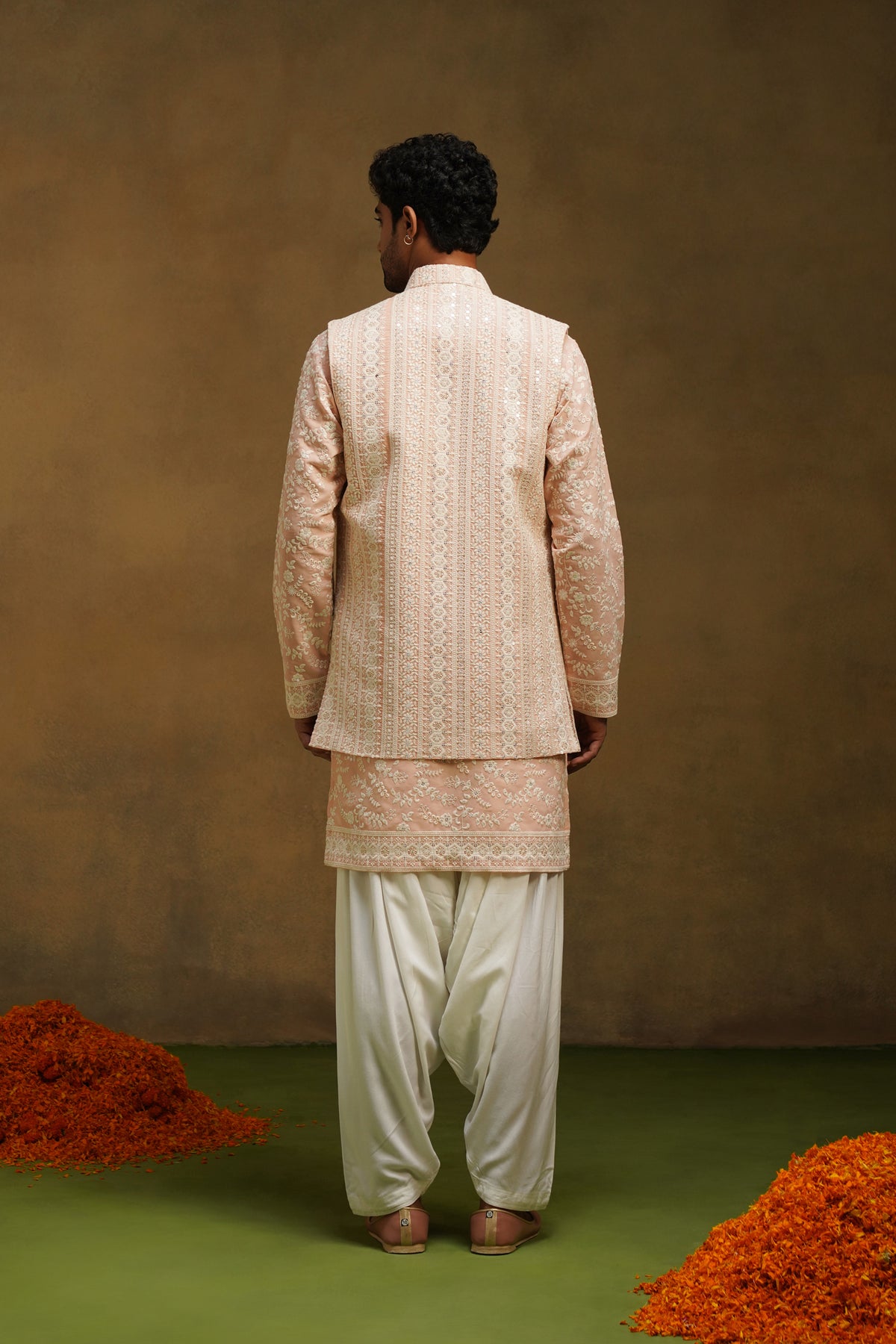 Blush Chikankari Jacket Kurta Set