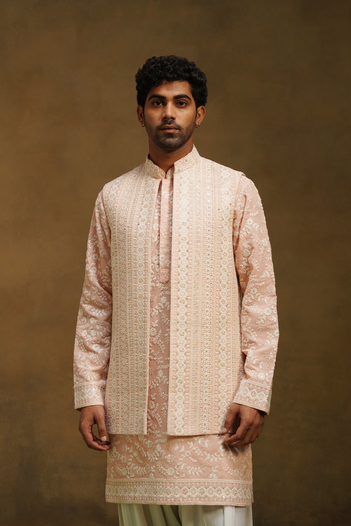 Blush Chikankari Jacket Kurta Set