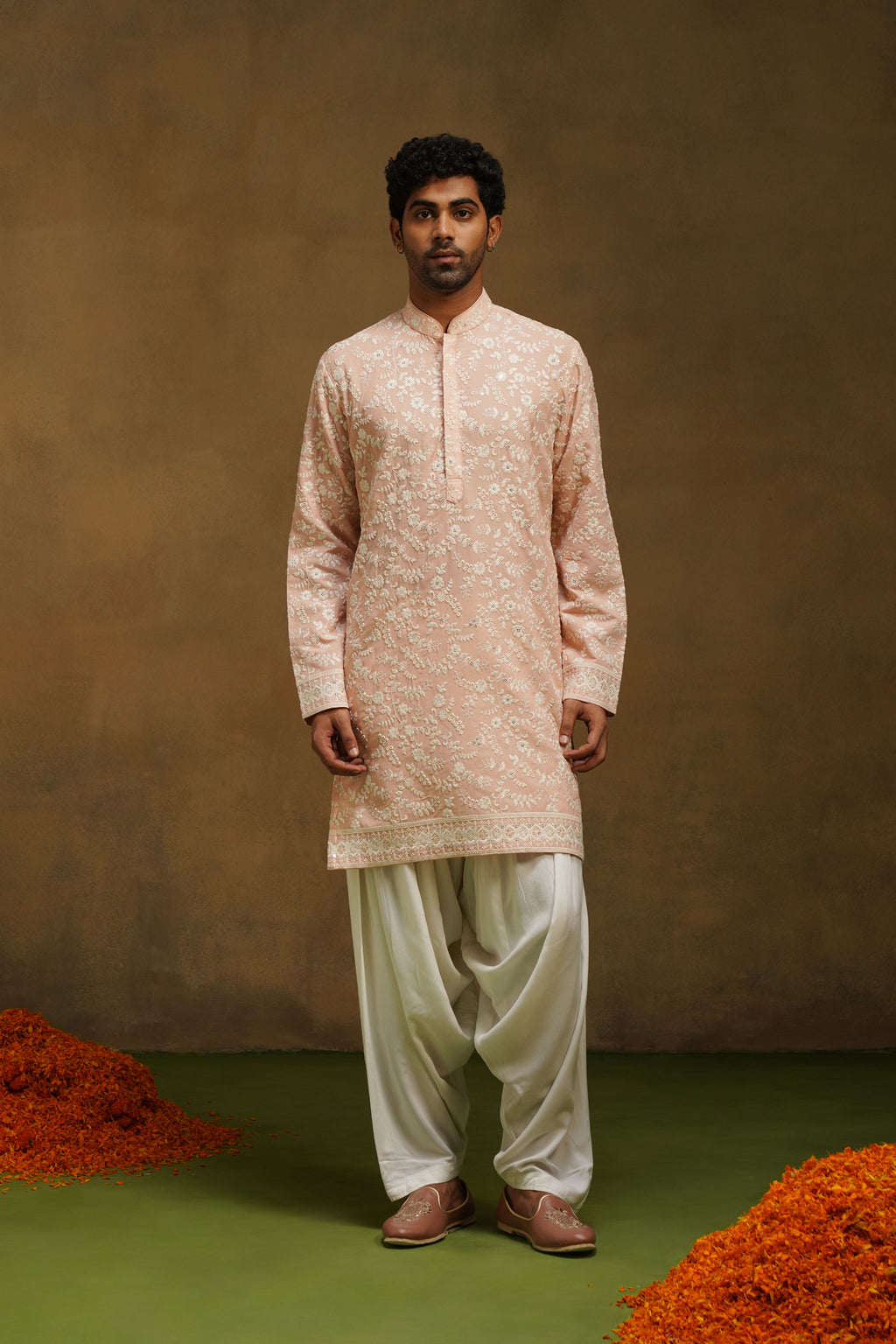Blush Chikankari Jacket Kurta Set