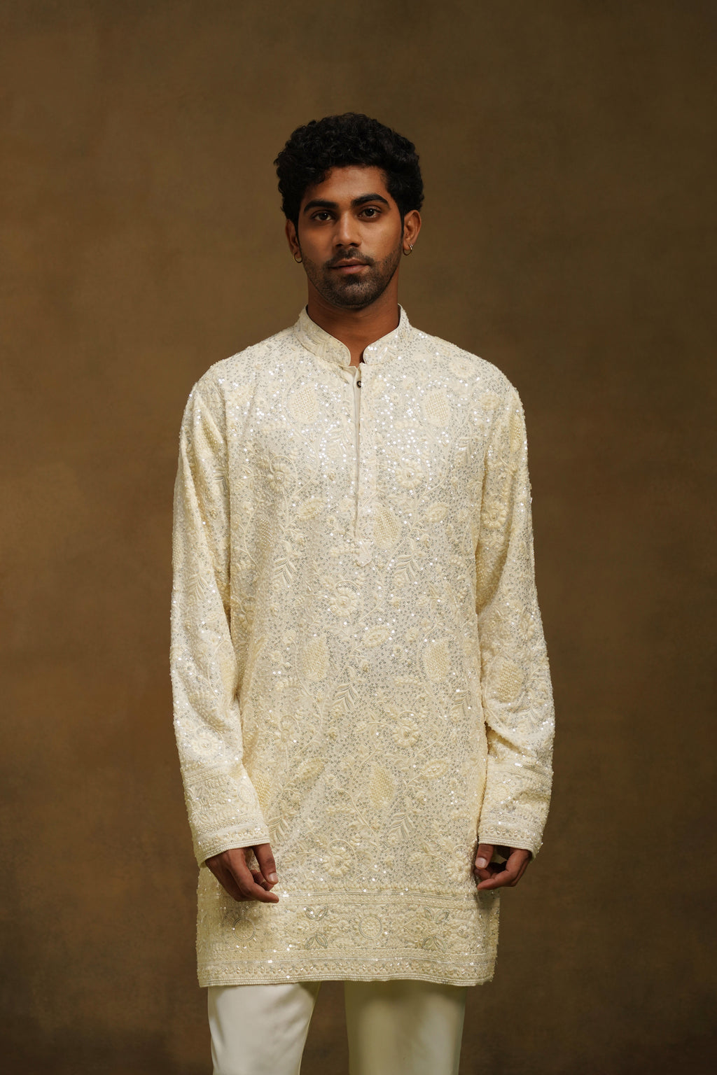 Ivory Beaded Jaal Kurta Set