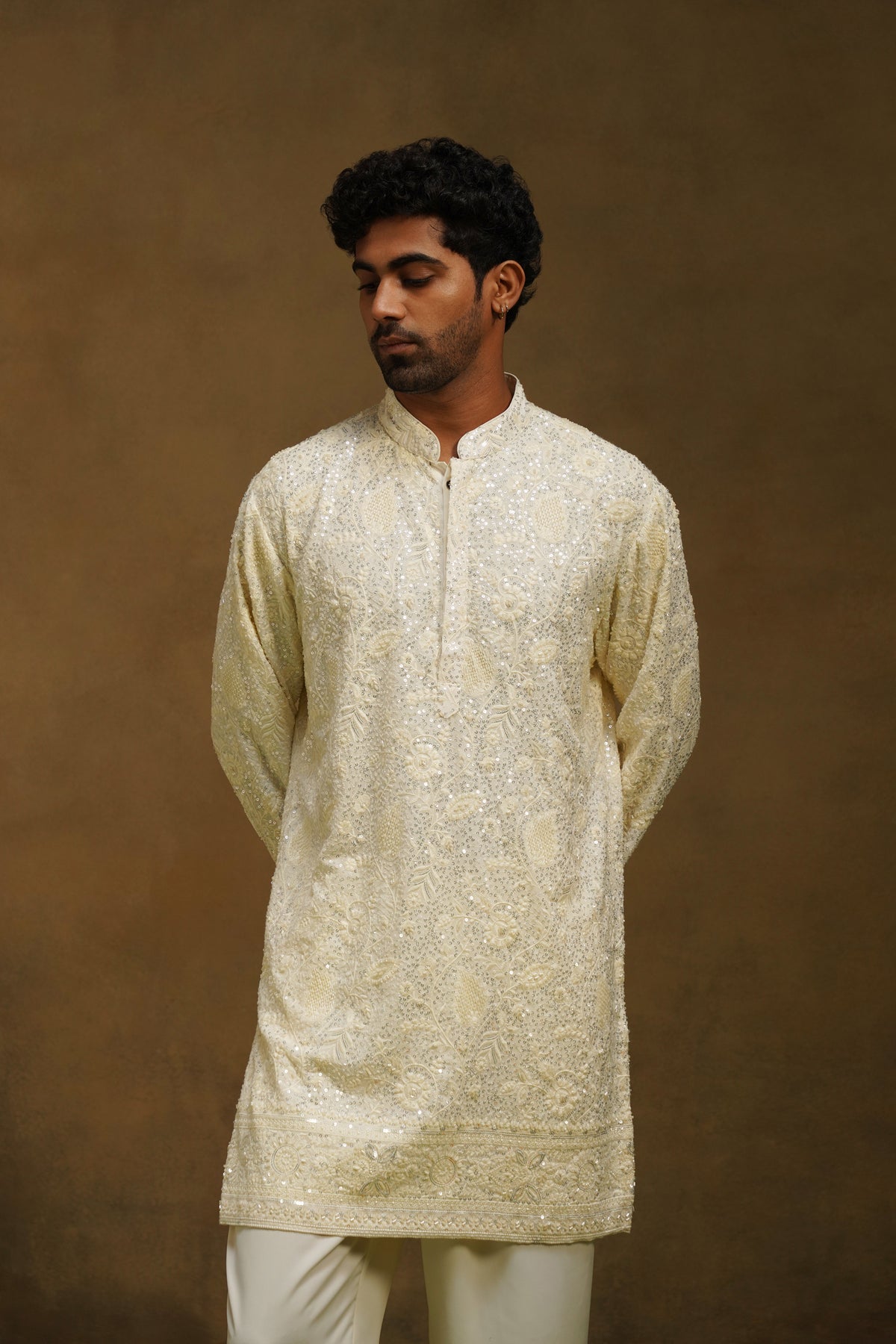 Ivory Beaded Jaal Kurta Set