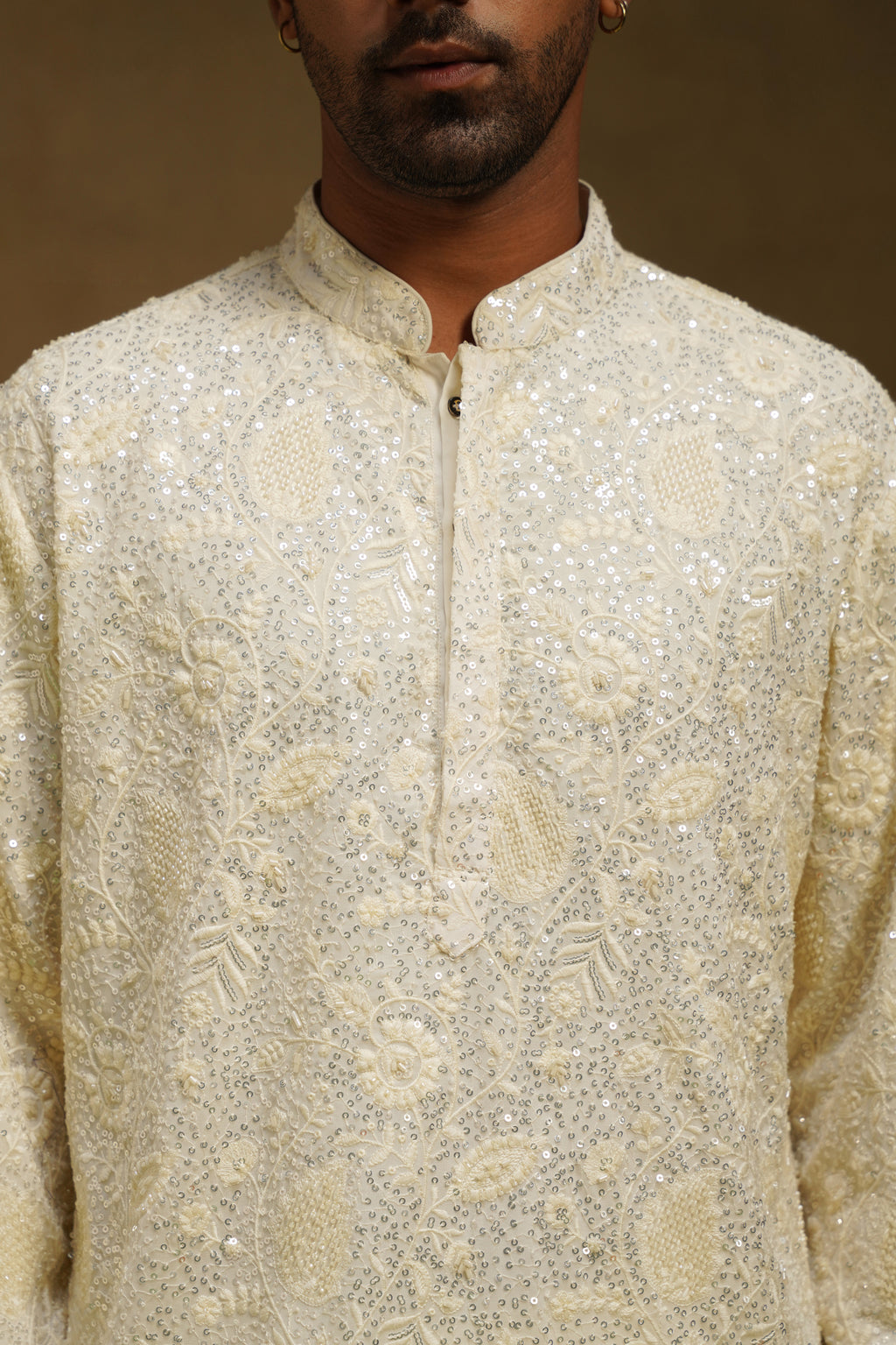 Ivory Beaded Jaal Kurta Set