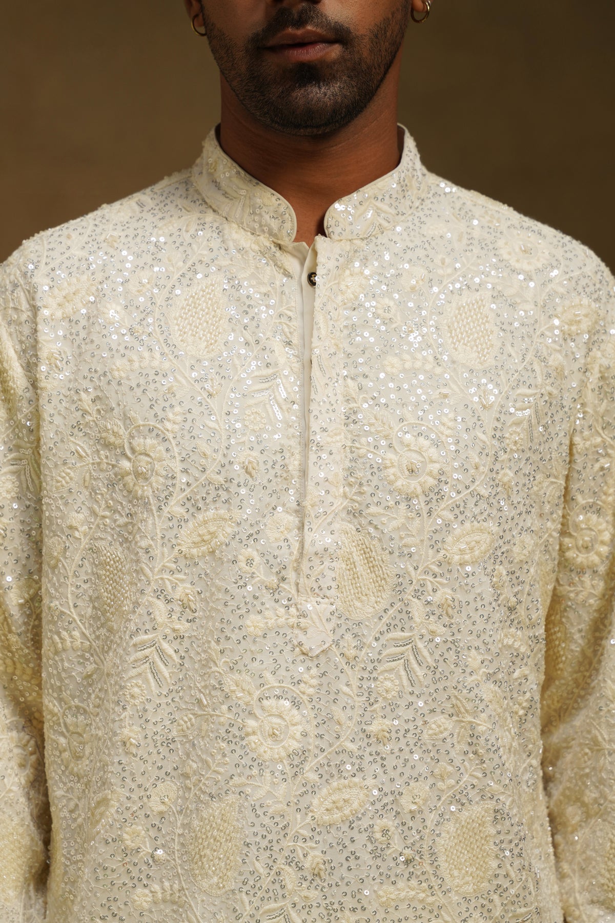 Ivory Beaded Jaal Kurta Set