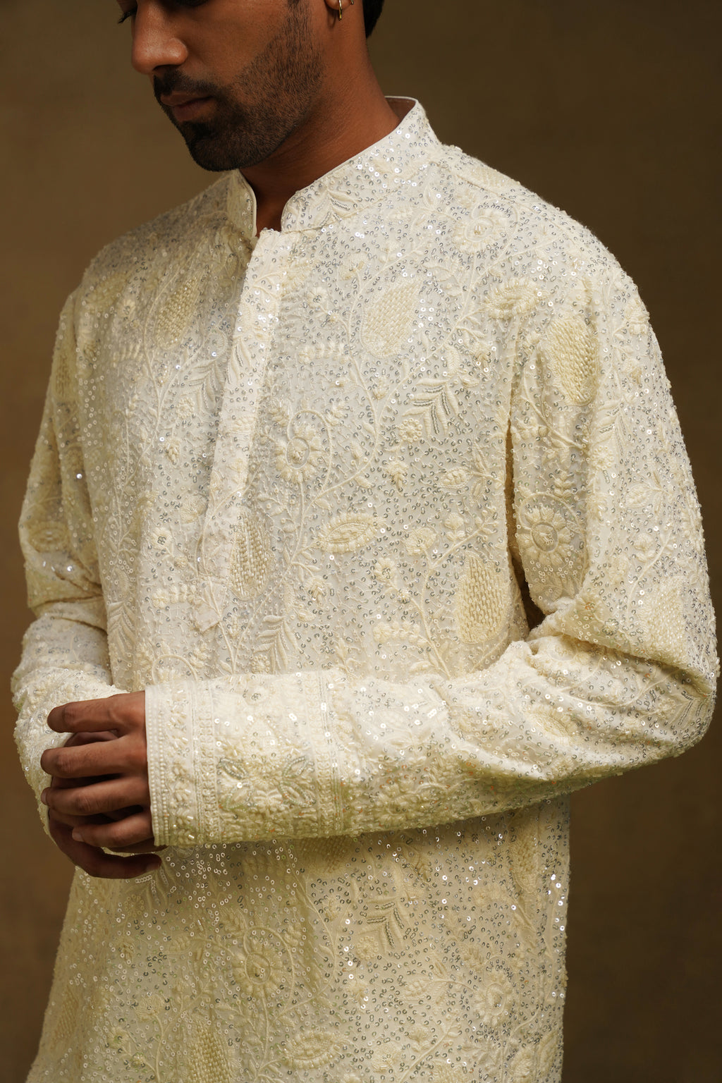 Ivory Beaded Jaal Kurta Set