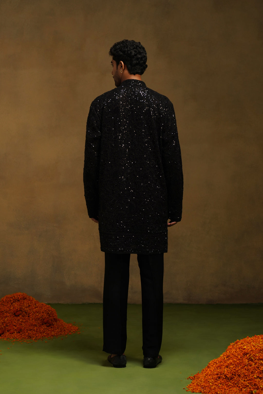 Black Beaded Jaal Kurta Set