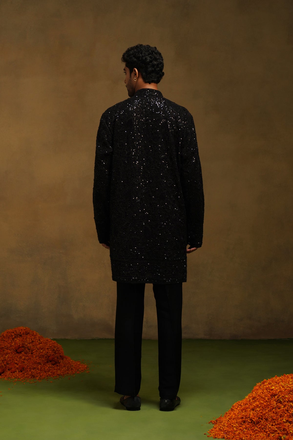 Black Beaded Jaal Kurta Set