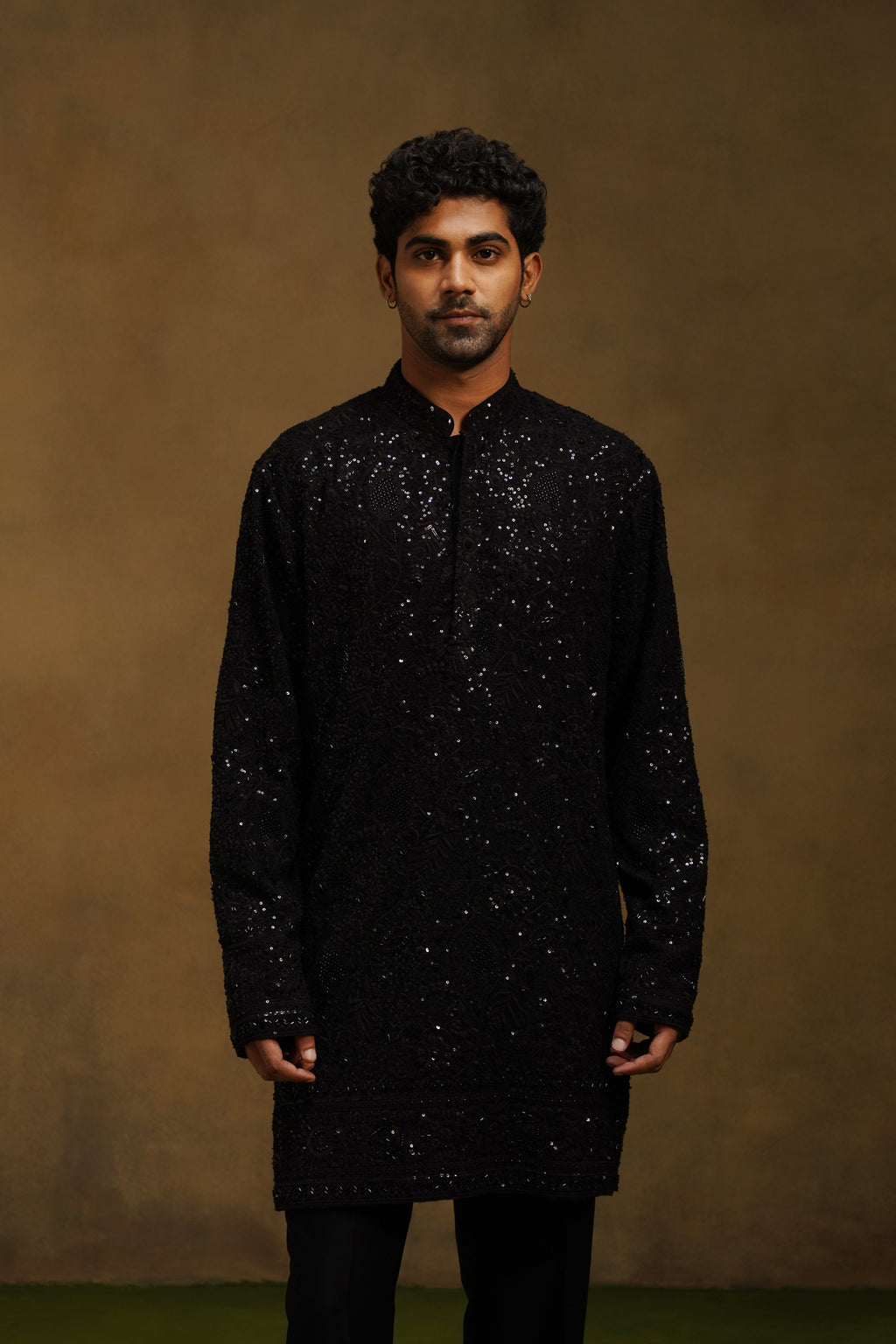 Black Beaded Jaal Kurta Set