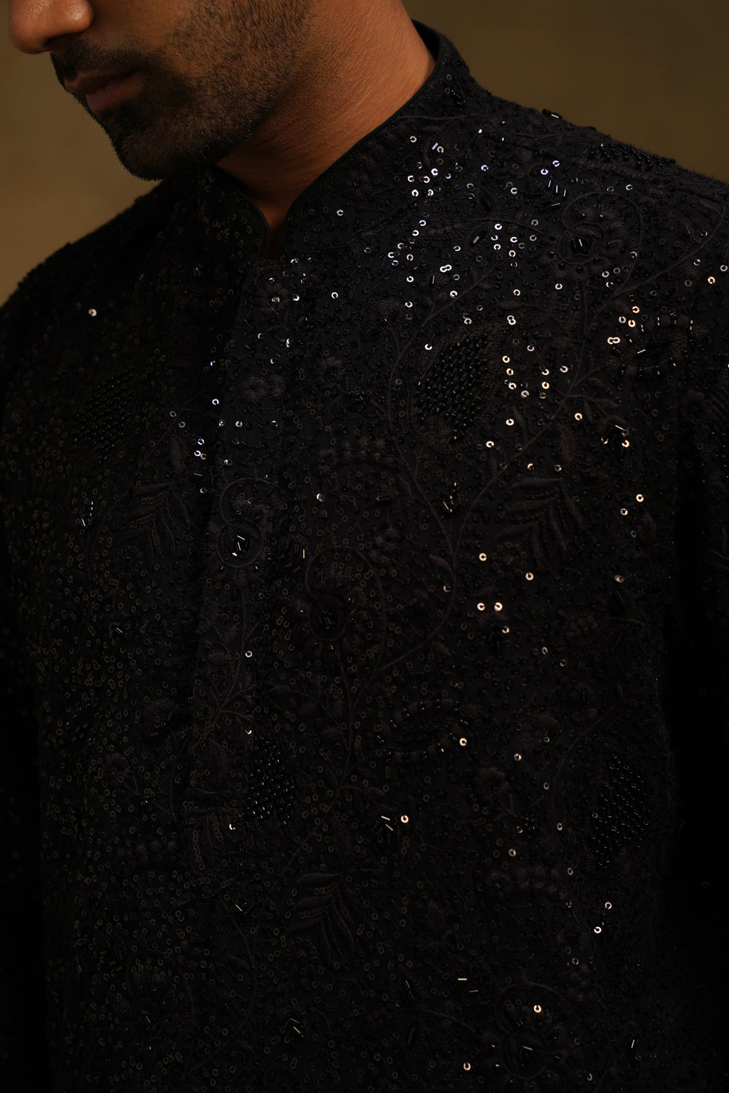 Black Beaded Jaal Kurta Set