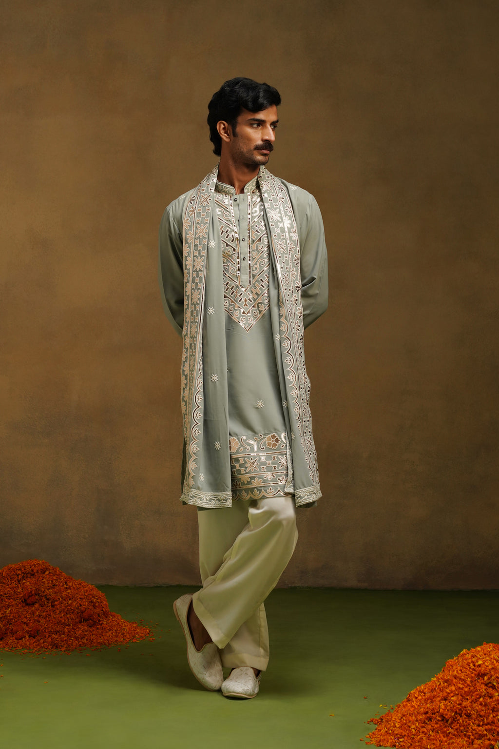 Pista Green Gota Patti Kurta Set