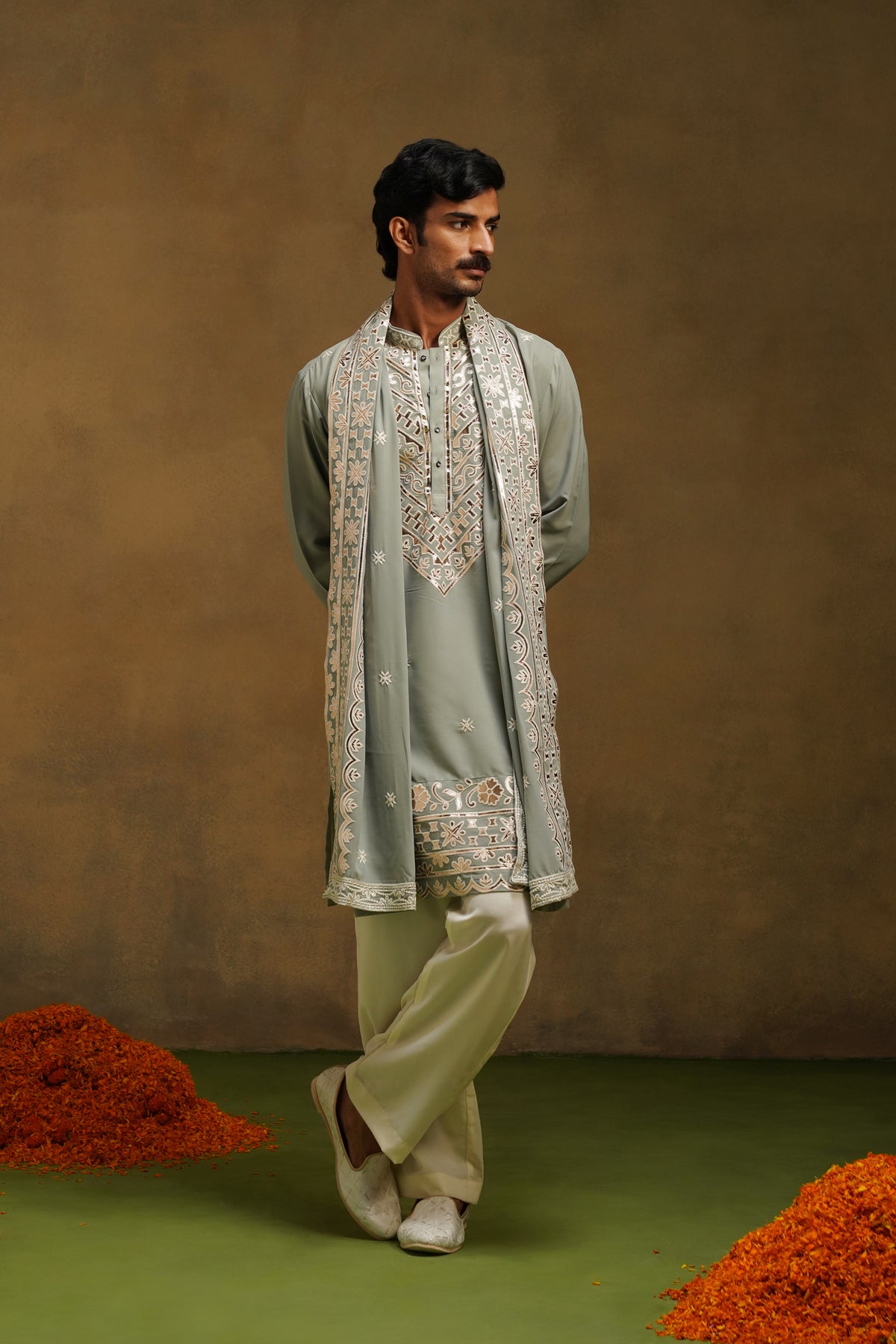 Pista Green Gota Patti Kurta Set
