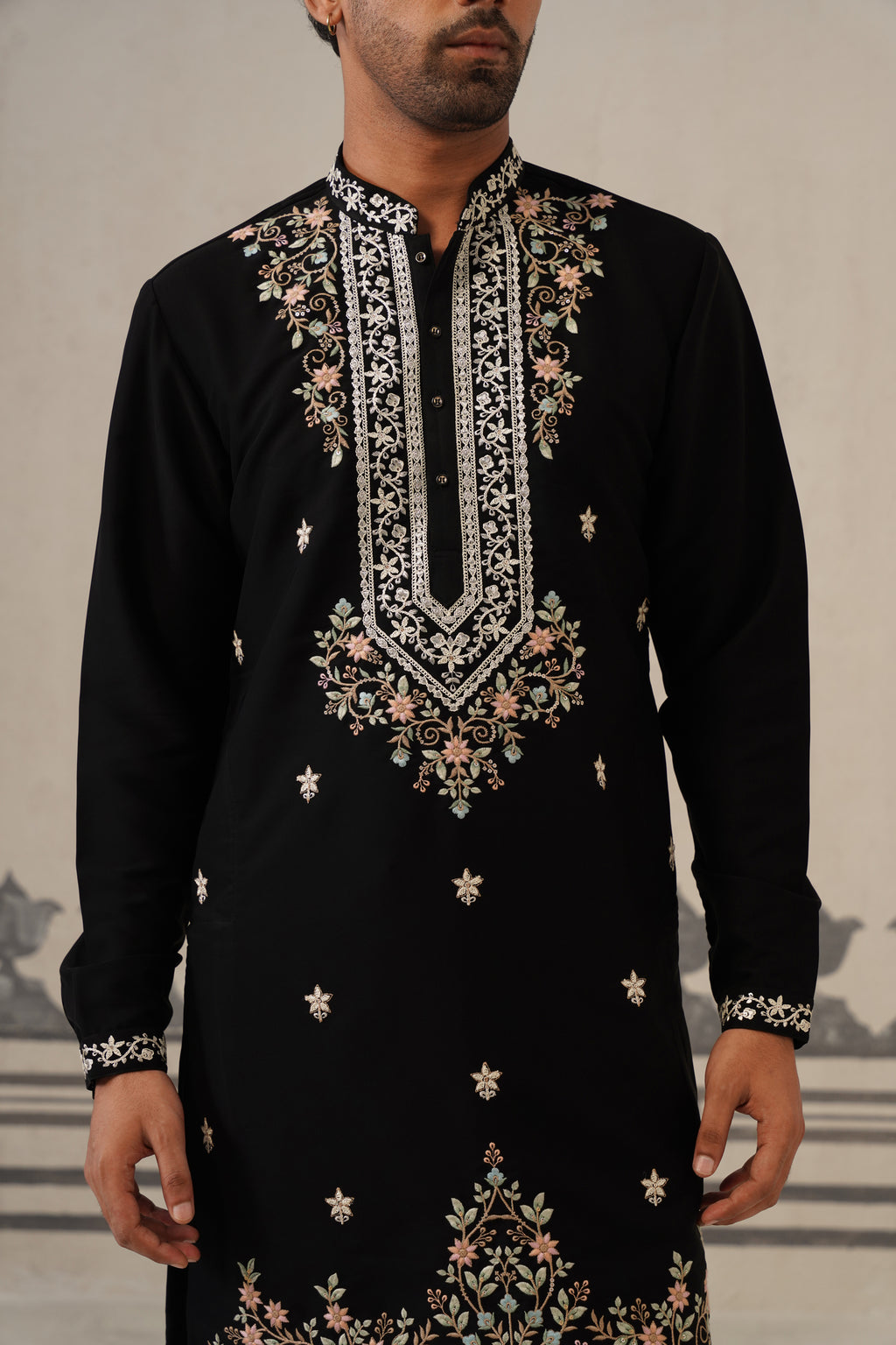 Black Gul Japanese Kurta Set