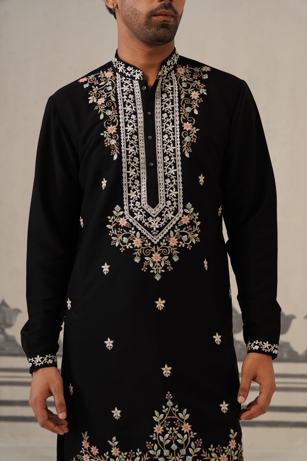 Black Gul Japanese Kurta Set