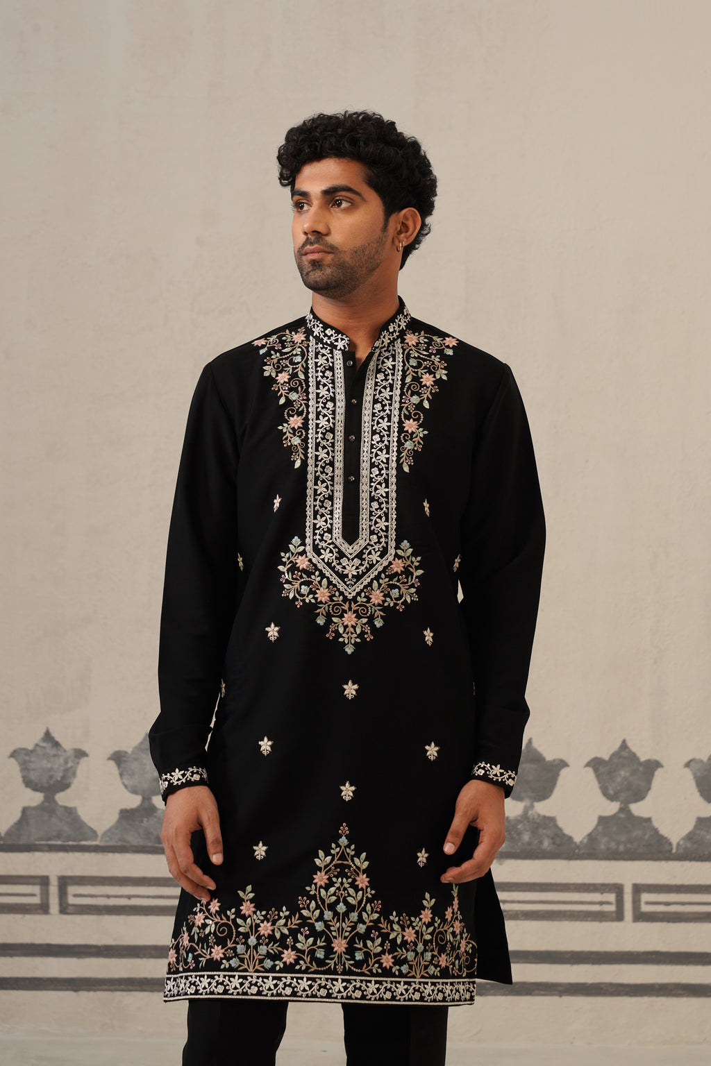 Black Gul Japanese Kurta Set