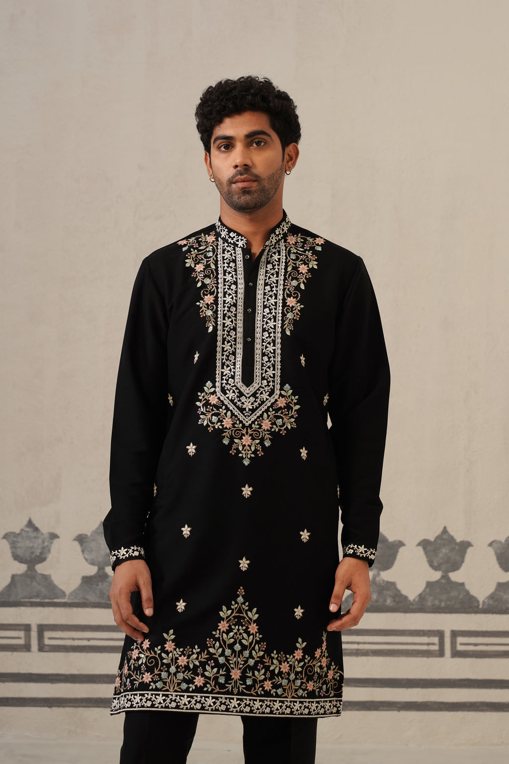 Black Gul Japanese Kurta Set