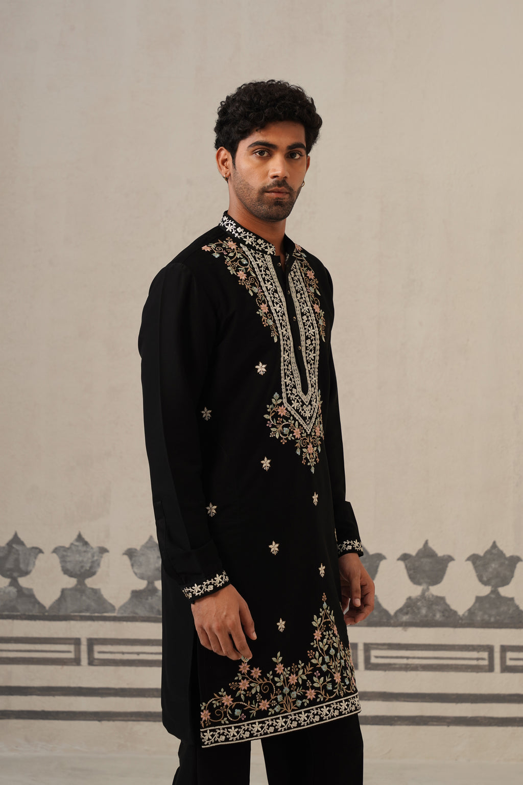 Black Gul Japanese Kurta Set