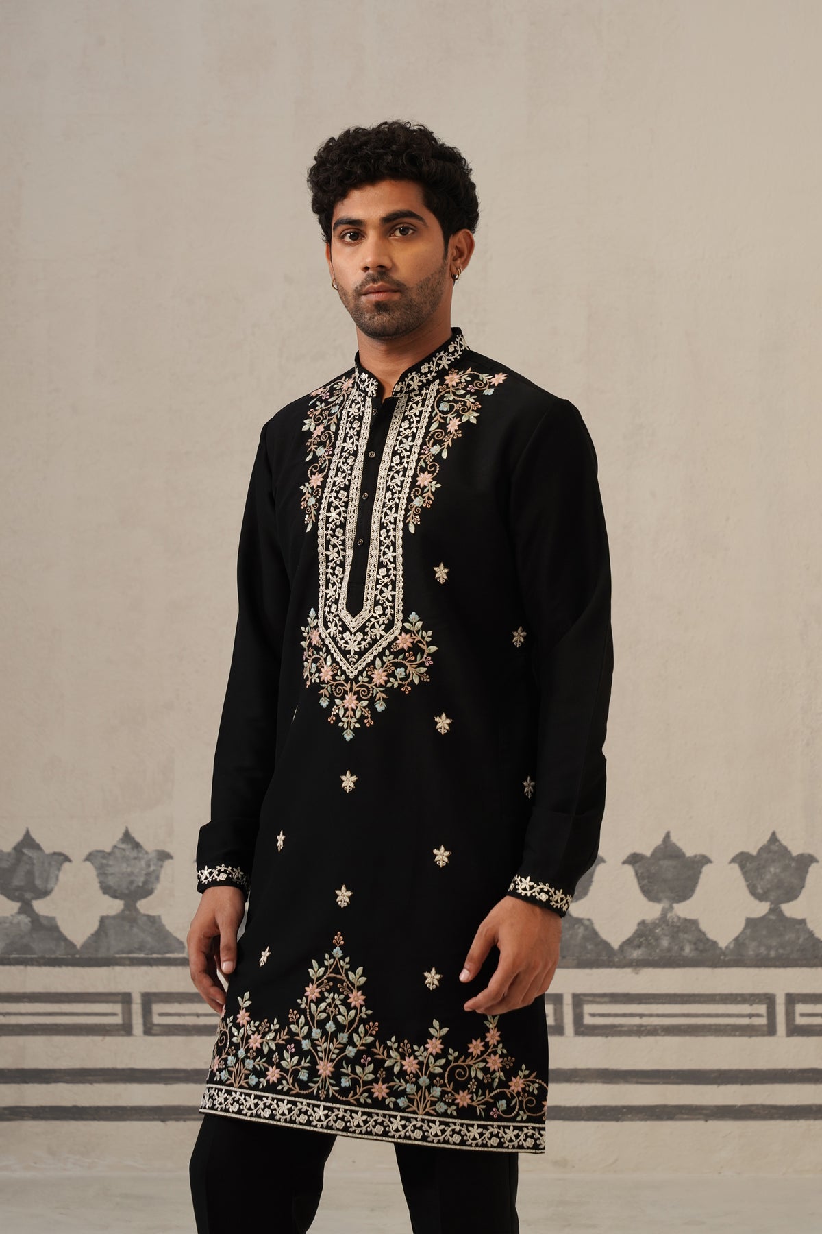 Black Gul Japanese Kurta Set