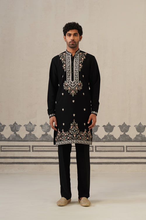 Black Gul Japanese Kurta Set