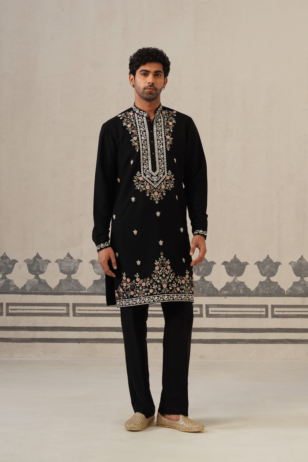 Black Gul Japanese Kurta Set