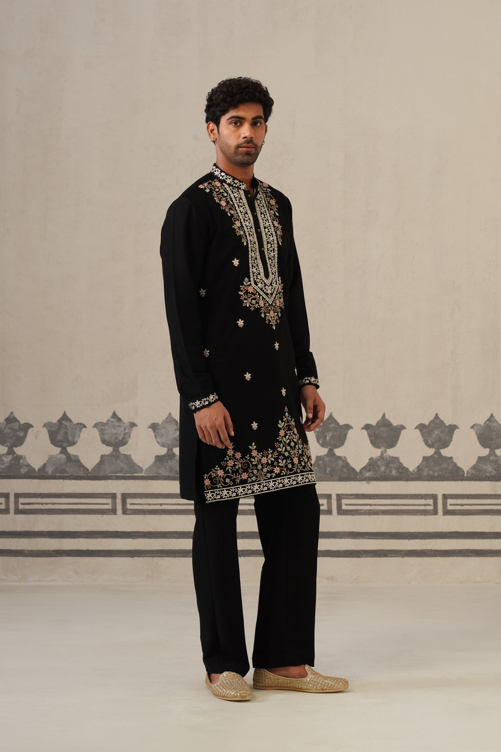 Black Gul Japanese Kurta Set