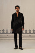 Black Cascade Handwork Japanese Kurta Set