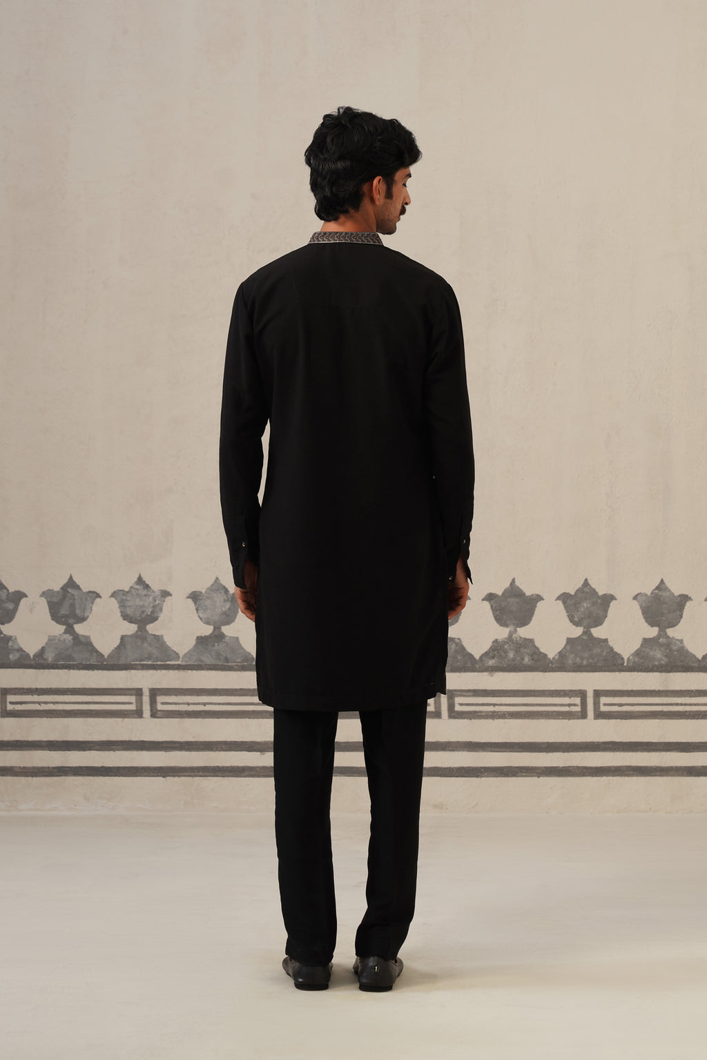 Black Gulzar Beadwork Japanese Kurta Set