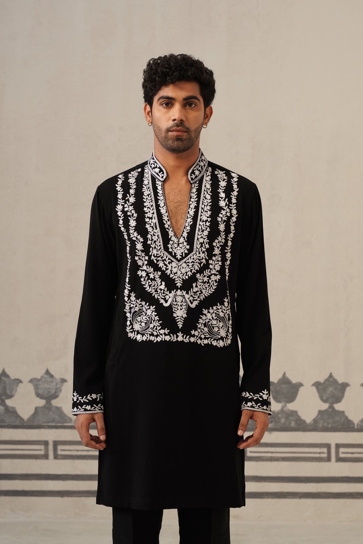 Black Belari Threadwork Kurta Set