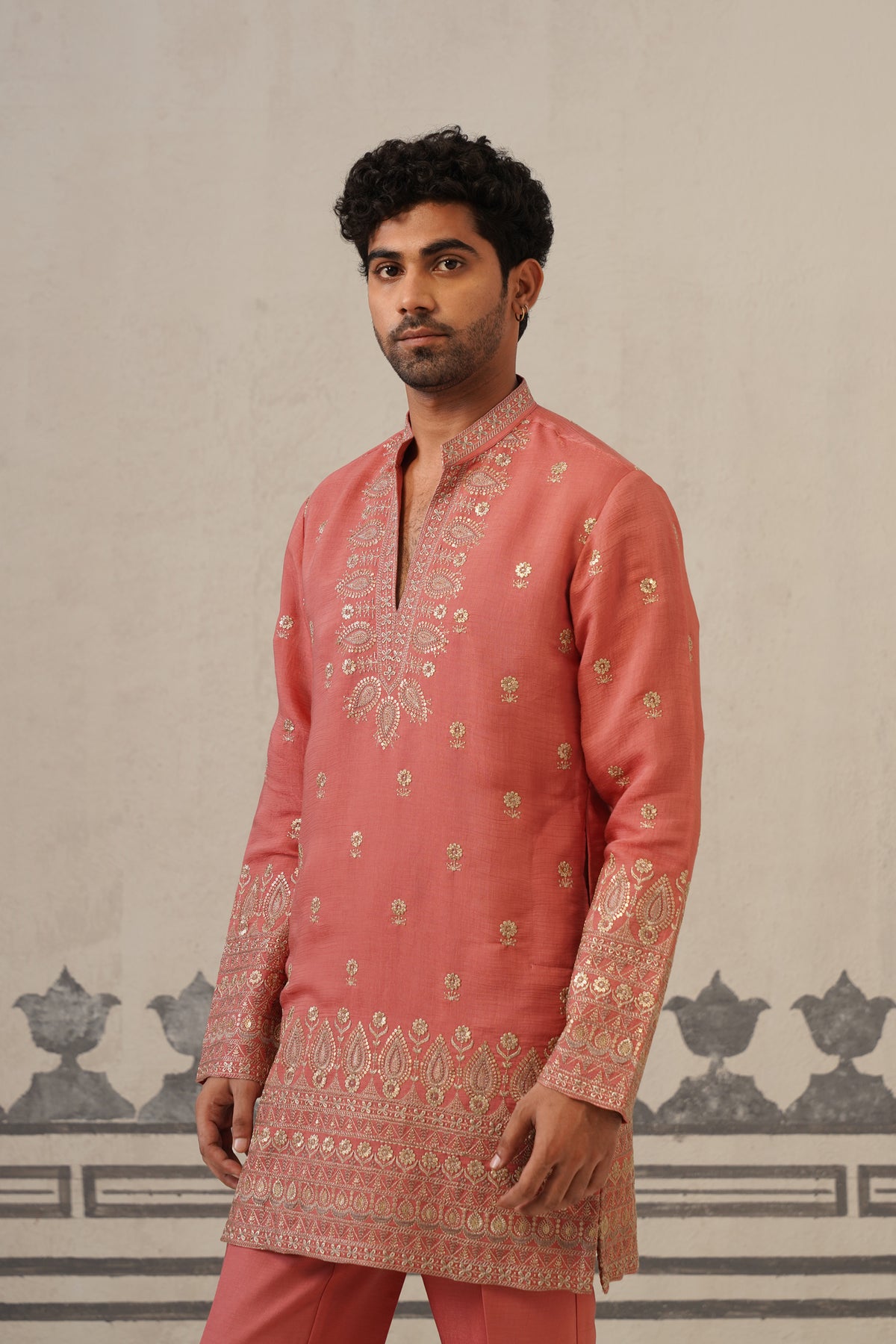 Dusty Pink V-Neck Cord Set