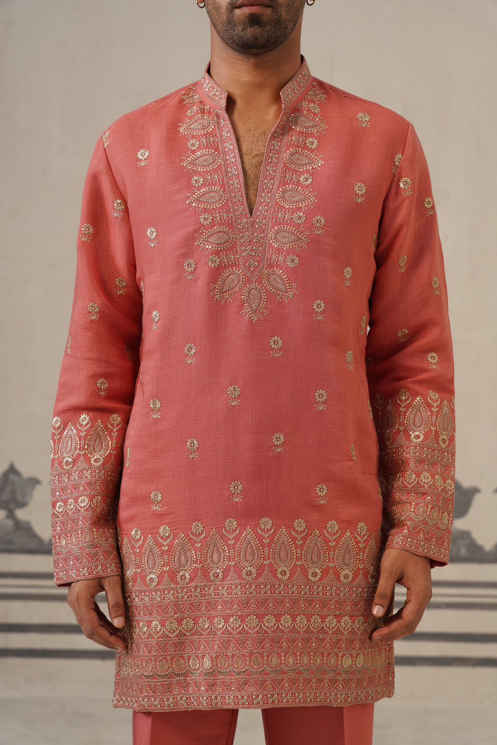 Dusty Pink V-Neck Cord Set