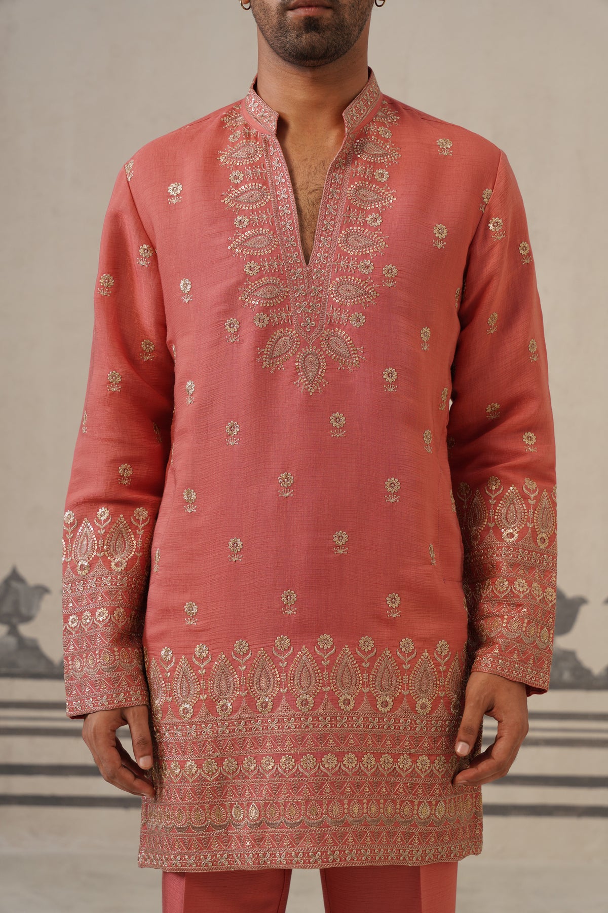 Dusty Pink V-Neck Cord Set